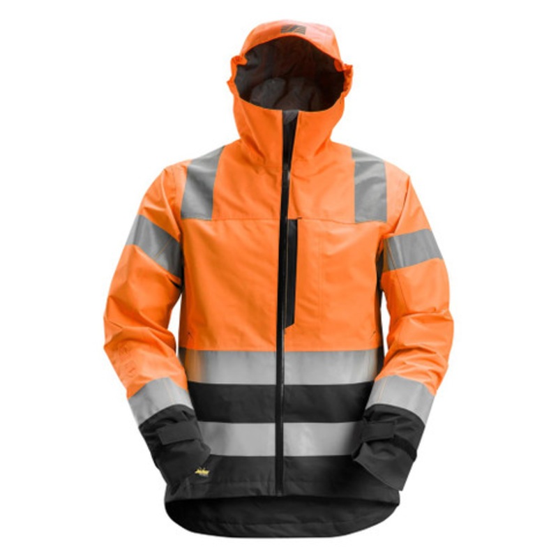 SNICKERS Jacket | 1330 High Vis Orange / Mid Grey 37.5 Shell Jacket with Reflective Tape Polyester Waterproof