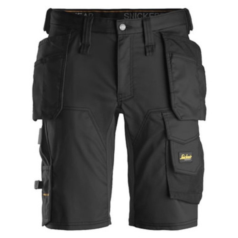 SNICKERS Shorts | 6141 Mens Allround Work Black Shorts with Holster Pockets Cotton with Stretch