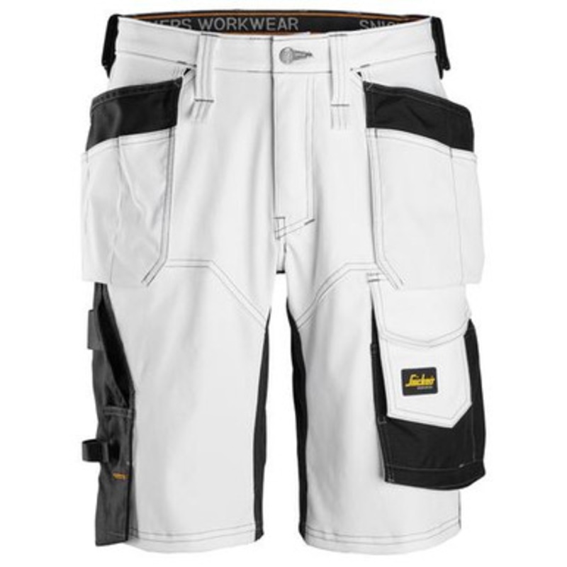 SNICKERS Shorts | 6151 Mens Allround Work White Shorts with Holster Pockets Cotton with Stretch