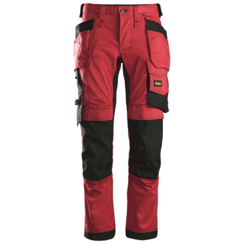 SNICKERS Trousers | 6241 Red AllroundWork Trousers with Kneepad Pockets and Holster Pockets in 2-Way Stretch