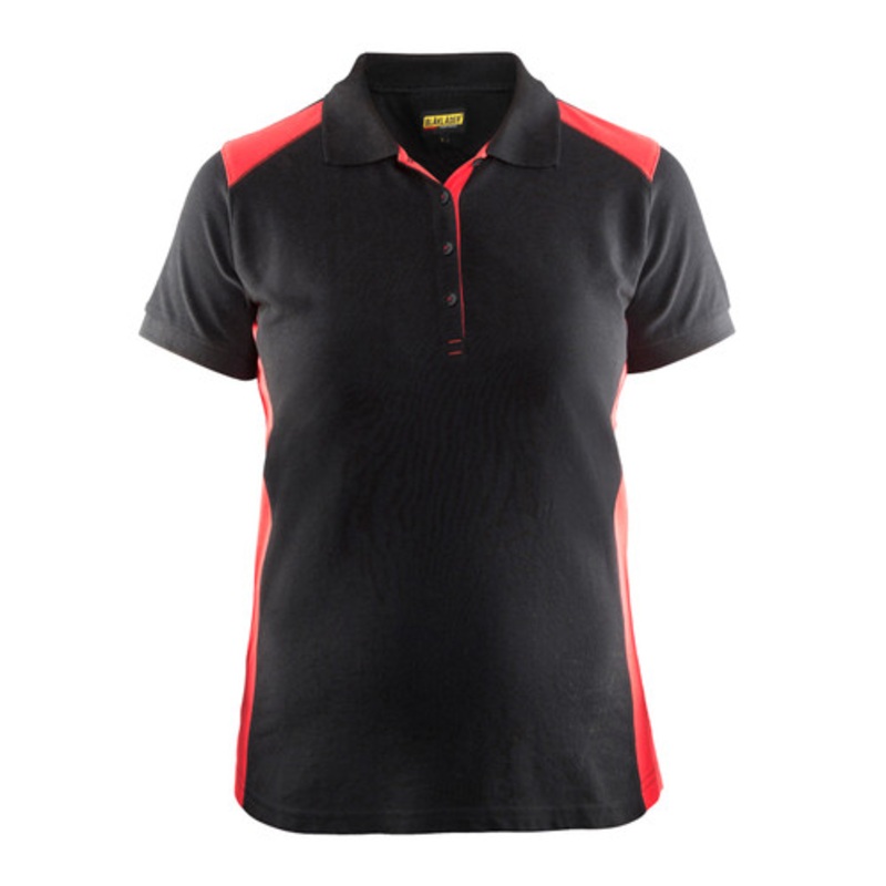 BLAKLADER Polo Shirt  | 3390 Womens Black / Red Profile Polo Shirt with Durable Poly/Cotton Blend