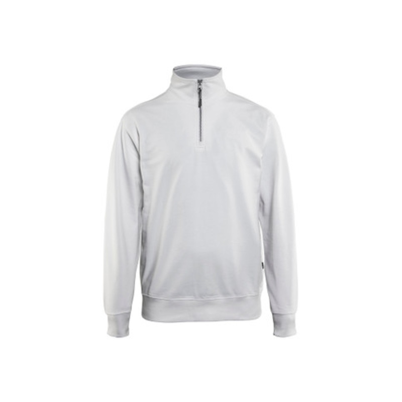 BLAKLADER Sweater | 3369  White 1/4 Zip Collared Sweater in Cotton