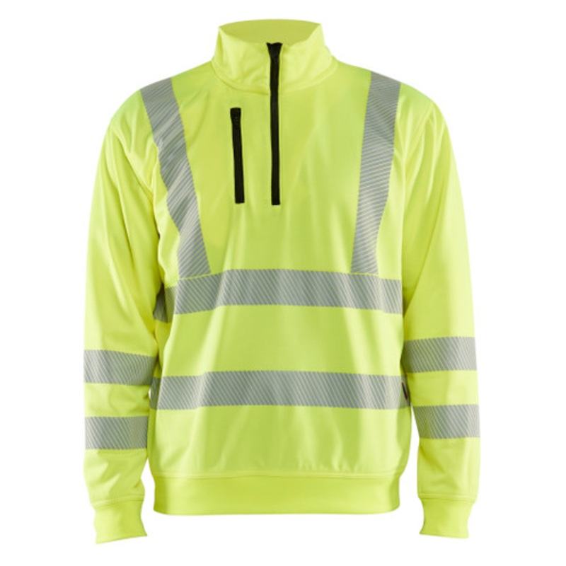 BLAKLADER Sweater | 3564  High Vis Yellow 1/4 Zip Sweater in Reflective Tape Polyester