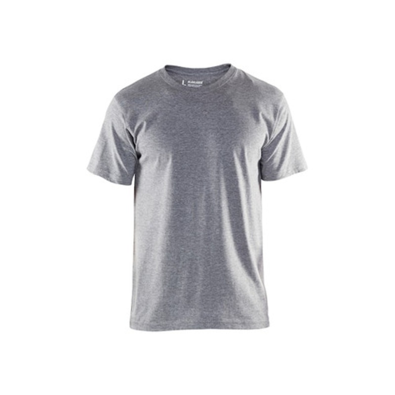 BLAKLADER T-Shirt | 3300 Grey Melange T-Shirt with Round Neck and Classic Fit in Cotton