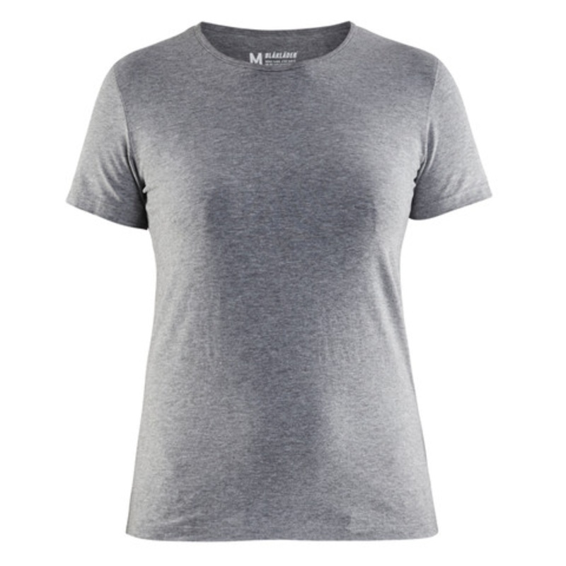 BLAKLADER T-Shirt | 3304 Grey Melange Womens T-Shirt with Round Neck and Slim Fit in Cotton