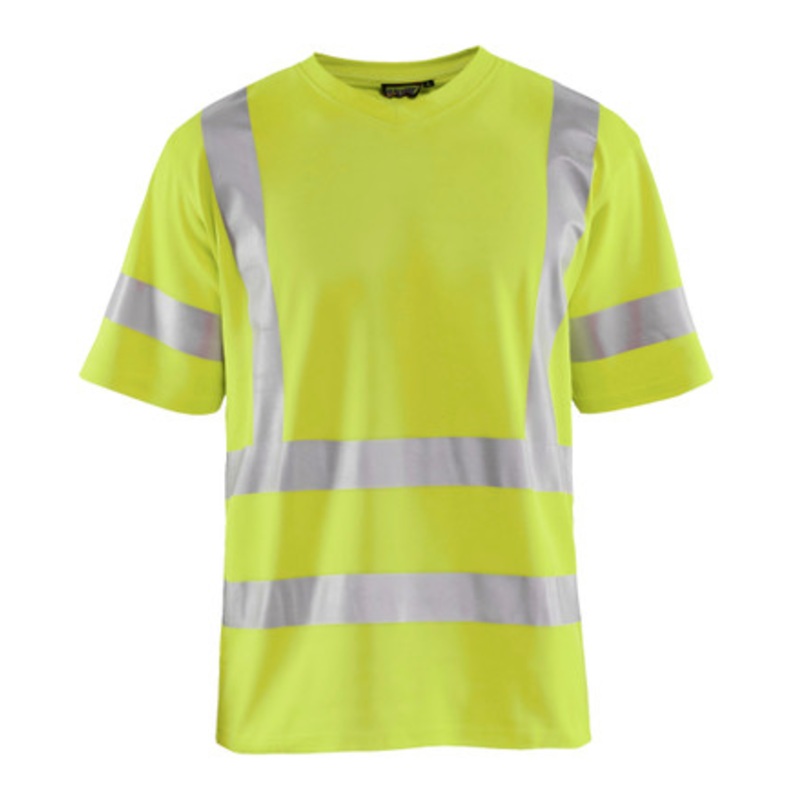 BLAKLADER T-Shirt  | 3380  High Vis Yellow UV Protection Short Sleeve T-Shirt with Reflective Tape Durable Poly/Cotton Blend