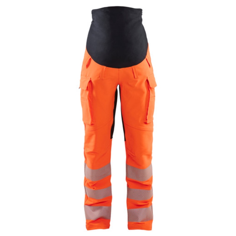 BLAKLADER Trousers | 7100 Womens Maternity High Vis Orange Trousers with Reflective Tape and 4-Way Stretch