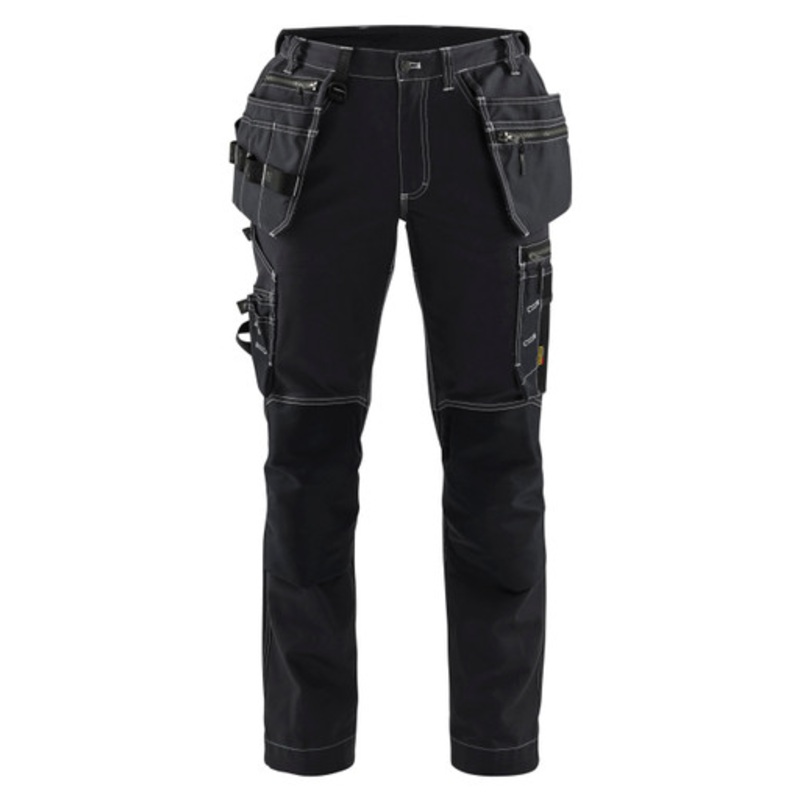 BLAKLADER Trousers | 7130 Womens Service Black / White Trousers with Kneepad Pockets with Holster Pockets Cotton with Stretch