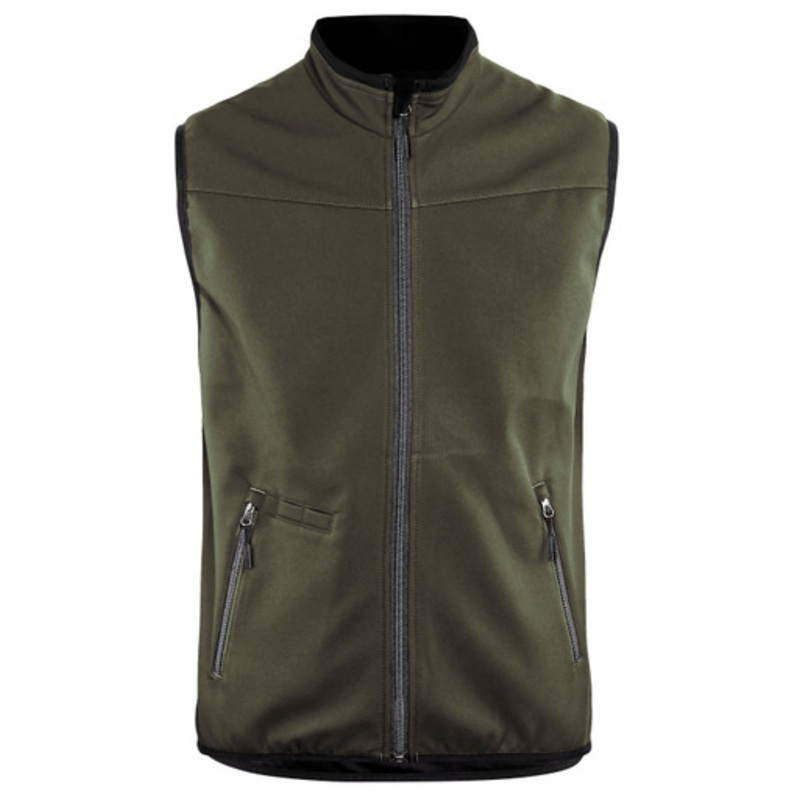 BLAKLADER Vest | 3850 Olive Green Softshell Vest with Fleece Lining