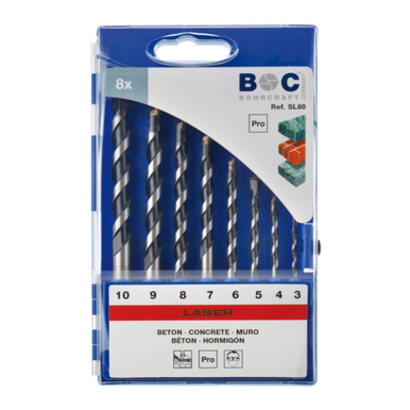 BOHRCRAFT Drill Bits | 2250 TCT  Drill Bits Set of 3, 4, 5, 6, 7, 8, 9, 10mm for Mineral Based