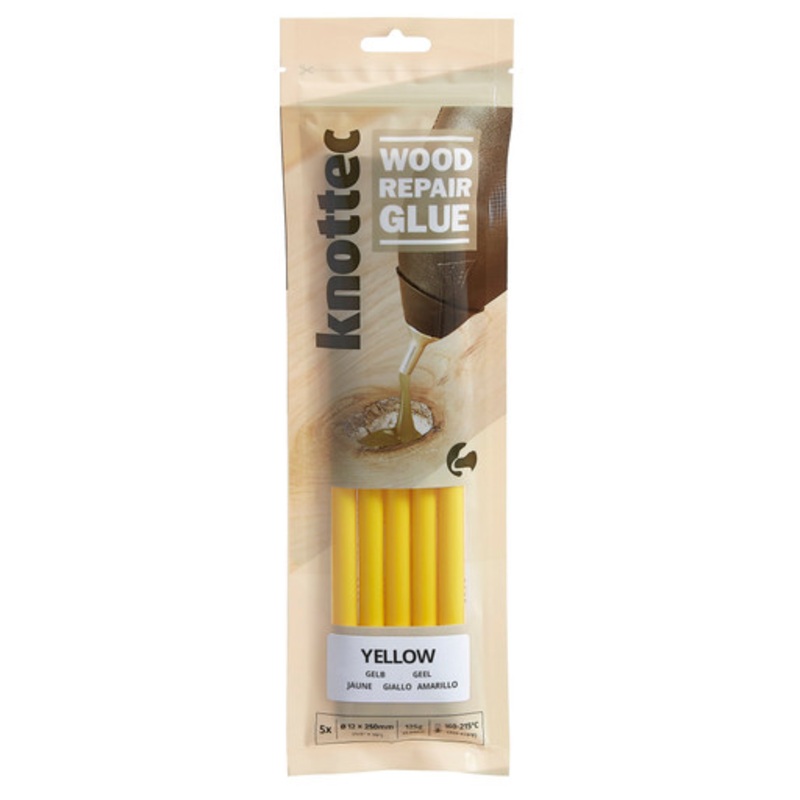 KNOTTEC Adhesives | Wood Repair Yellow Therm Melt Adhesives Pack of 5 Sticks