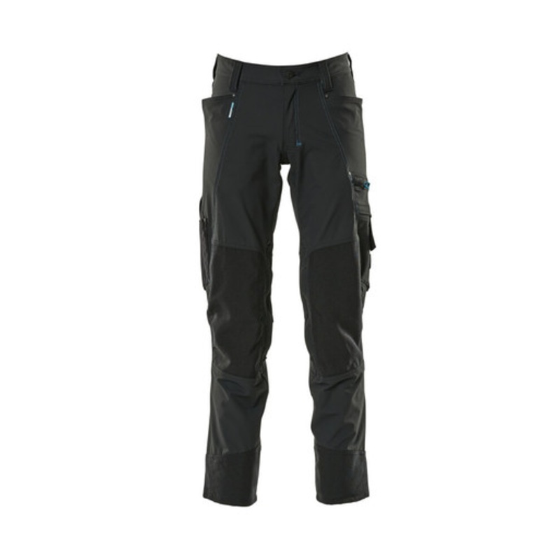 MASCOT Trousers | 17179 Black Service Trousers with Kneepad Pockets in 4-Way Stretch