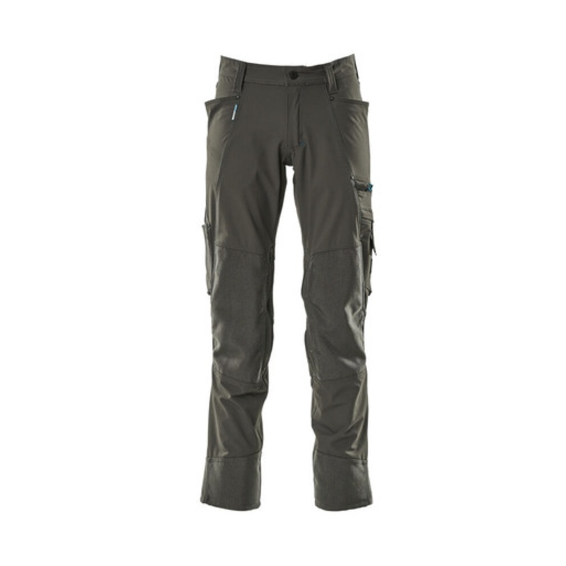 MASCOT Trousers | 17179 Grey Service Trousers with Kneepad Pockets in 4-Way Stretch