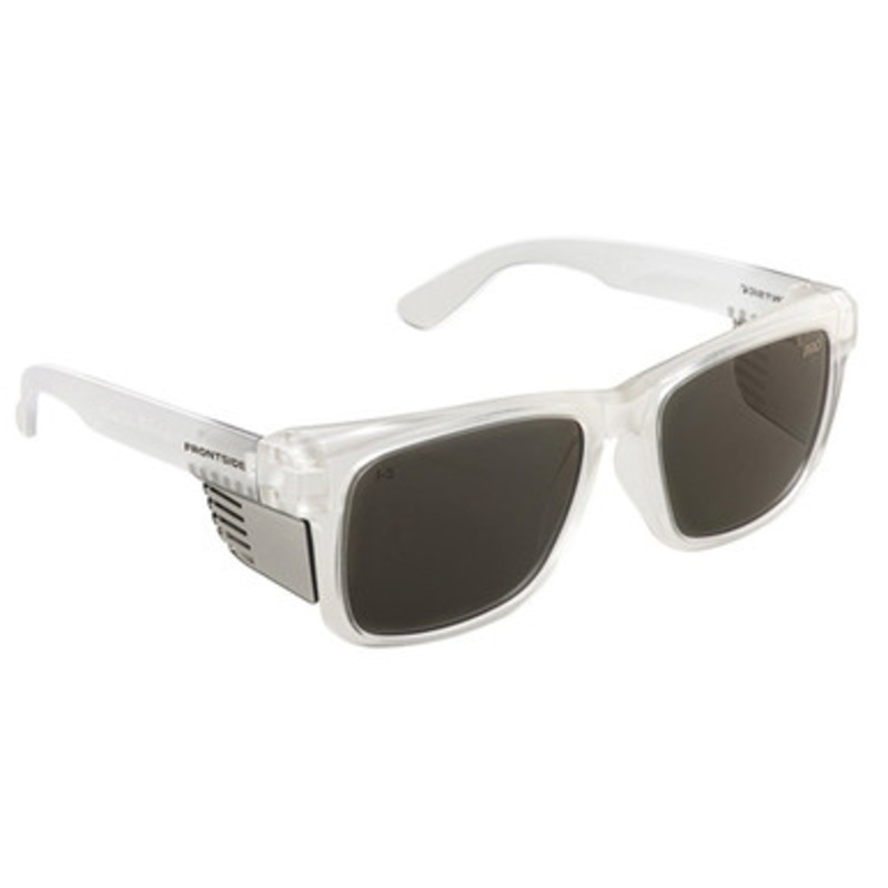 PROCHOICE Safety Glasses | FRONTSIDE Smoke Lens Safety Glasses with Clear Frame and Side Shield