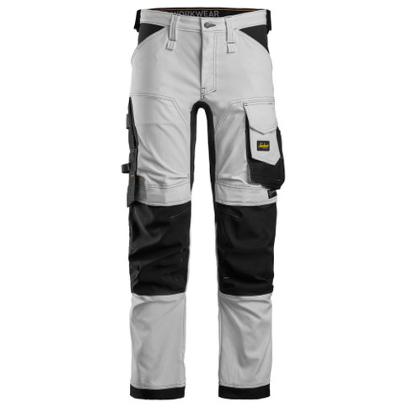 SNICKERS Trousers | 6341 White Painters Trousers with Kneepad Pockets and in 2-Way Stretch