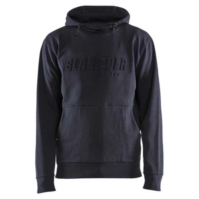 BLAKLADER Hoodie | 3530 Dark Navy Blue Hoodie with Kangaroo Pocket and 3D Logo in Cotton