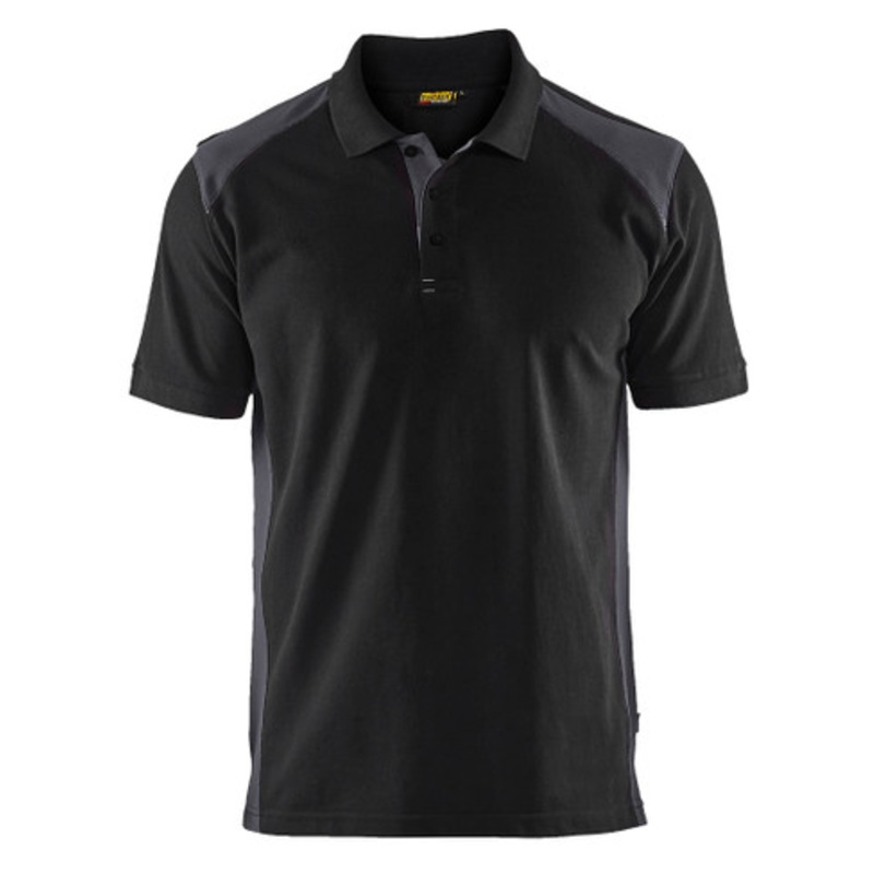 BLAKLADER Polo Shirt  | 3324 Black / Mid Grey Polo Shirt in Cotton