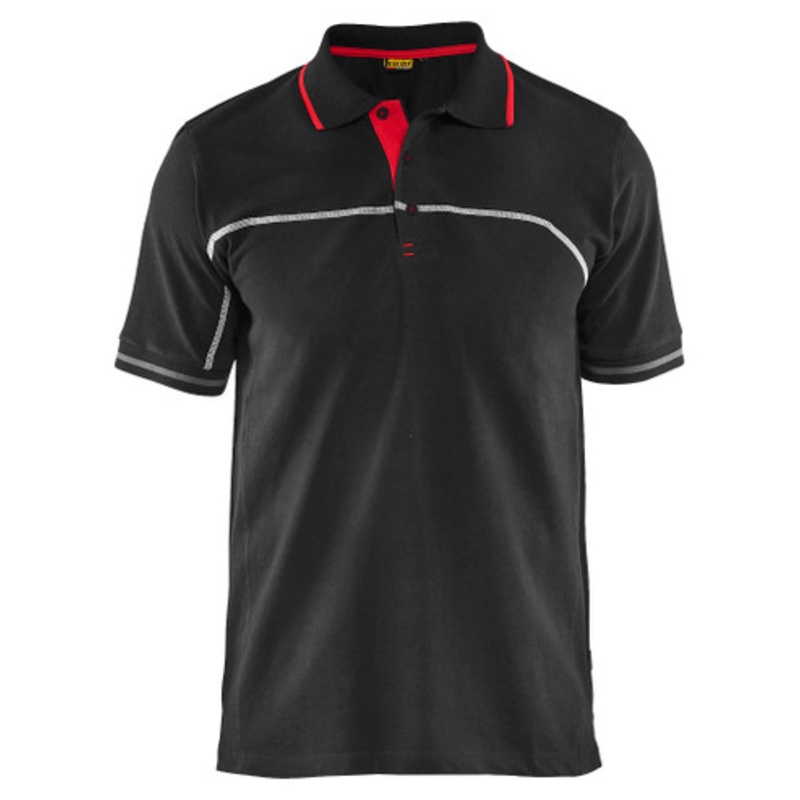 BLAKLADER Polo Shirt  | 3389 Mens Black / Red Polo Shirt with Durable Poly/Cotton Blend