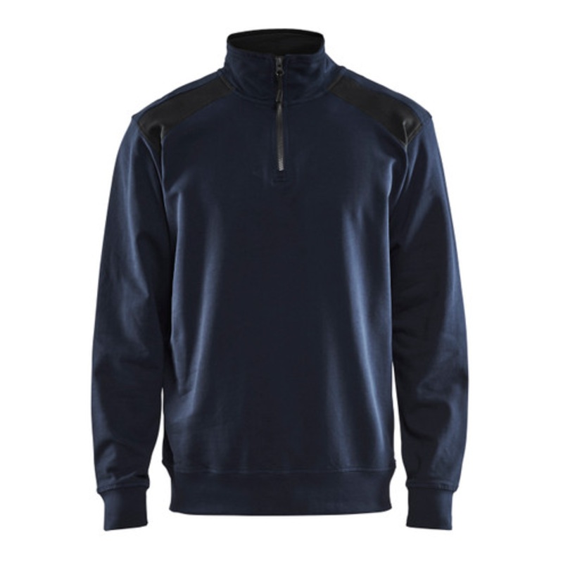 BLAKLADER Sweater | 3353 Dark Navy Blue / Black 1/4 Zip Jersey Sweater in Cotton
