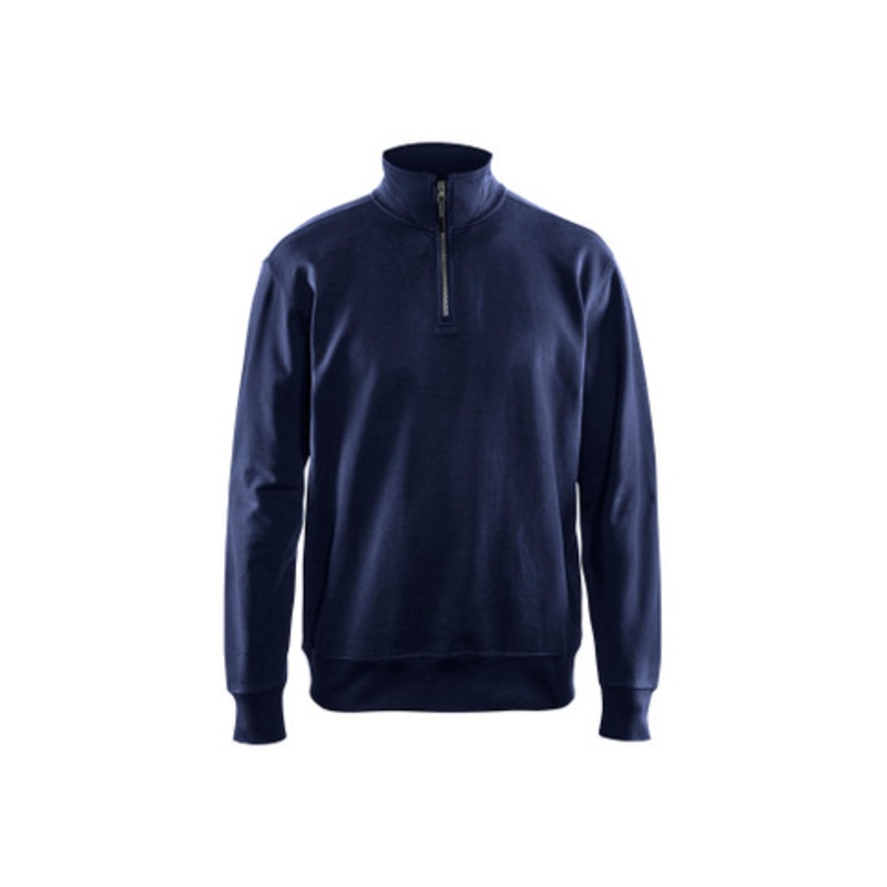 BLAKLADER Sweater | 3369  Navy Blue 1/4 Zip Collared Sweater in Cotton
