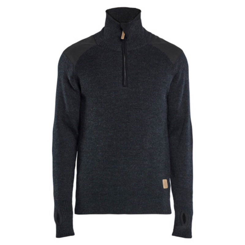 BLAKLADER Sweater | 4630 Dark Grey 1/4 Zip Sweater in Wool