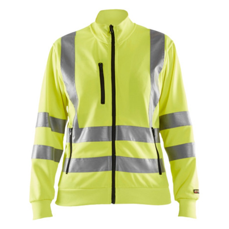 BLAKLADER Sweater Jacket | 3308 Womens High Vis Yellow Full Zip Sweater Jacket with Reflective Tape Polyester