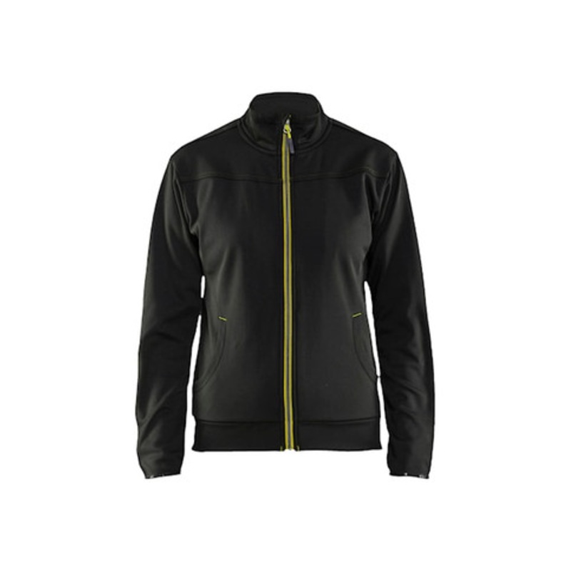 BLAKLADER Sweater Jacket | 3394 Womens Black /Yellow Sweater Jacket with Full Zip in Polyester