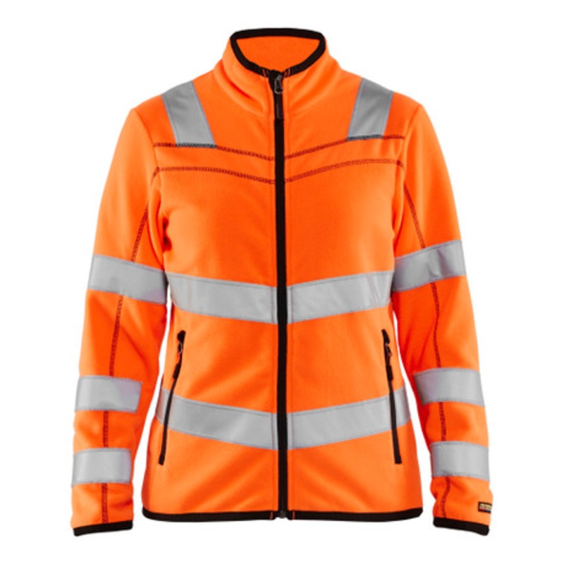 BLAKLADER Sweater Jacket | 4966 Womens High Vis Orange Full Zip Sweater Jacket with Reflective Tape Polyester Fleece