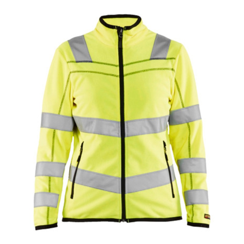 BLAKLADER Sweater Jacket | 4966 Womens High Vis Yellow Full Zip Sweater Jacket with Reflective Tape Polyester Fleece