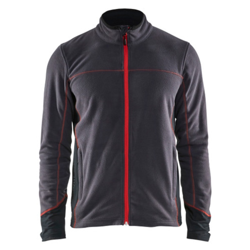 BLAKLADER Sweater Jacket | 4995 Dark Grey/Red Sweater Jacket Full Zip in super light fleece-SALE