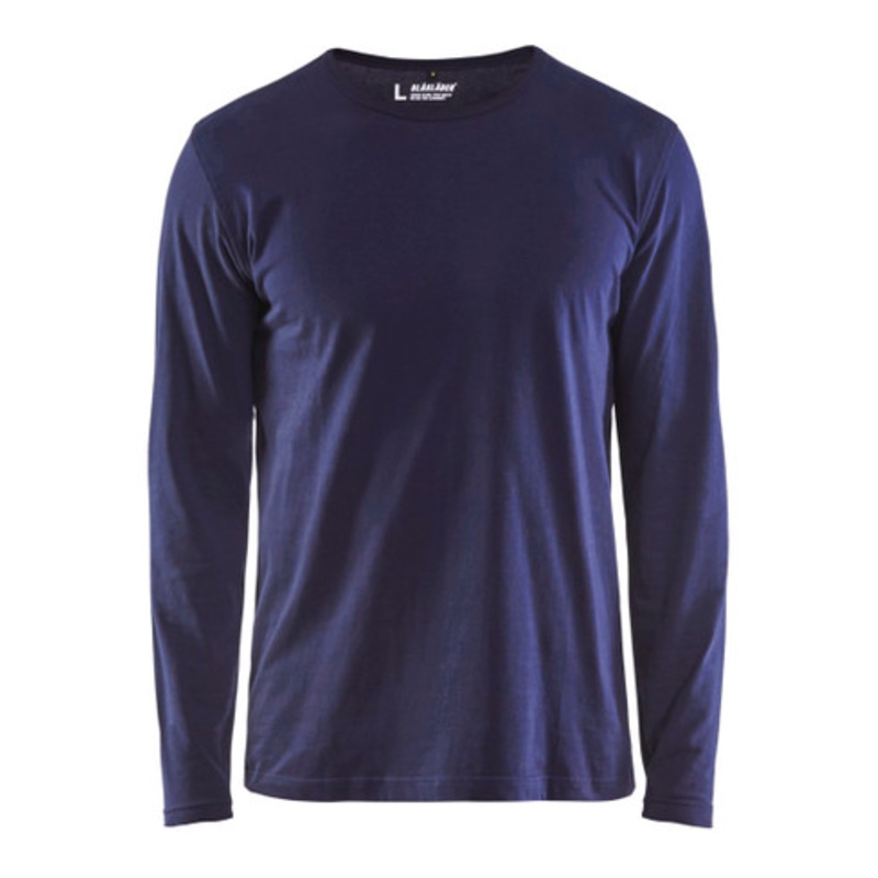 BLAKLADER T-Shirt  | 3500 Navy Blue Long Sleeve Work T-Shirt in Cotton