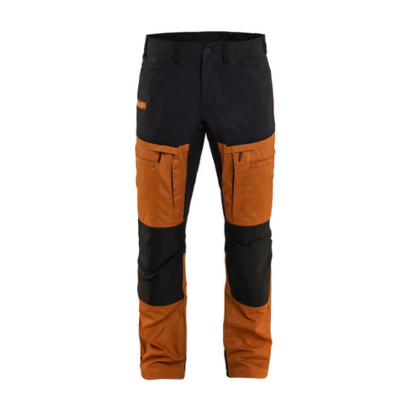 BLAKLADER Trousers | 1456 Rust Brown Service Pants with Kneepad Pockets and Stretch in Polyester