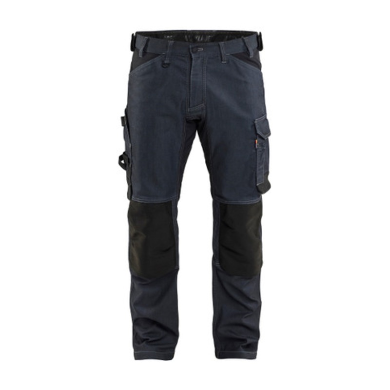 BLAKLADER Trousers | 1751 Navy Blue Work Pants with Kneepad Pockets and in Denim with Stretch