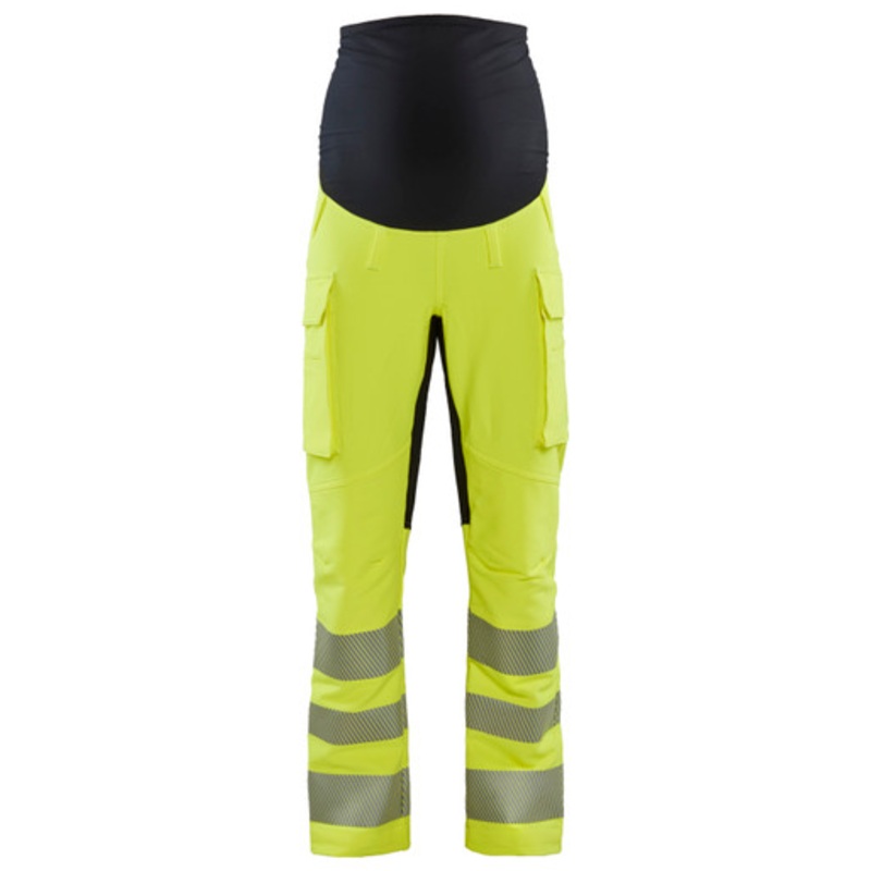 BLAKLADER Trousers | 7100 Womens Maternity High Vis Yellow Trousers with Reflective Tape and 4-Way Stretch