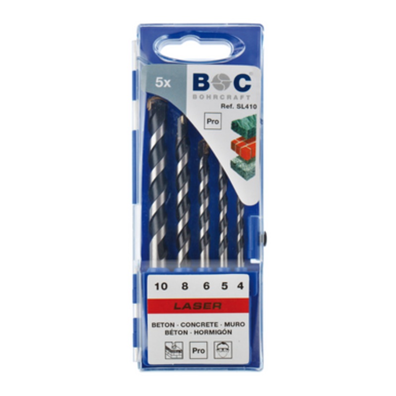 BOHRCRAFT Drill Bits | 2250 CONCRETE TCT Drill Bits Set of 4, 5, 6, 8, 10mm in Mineral Material