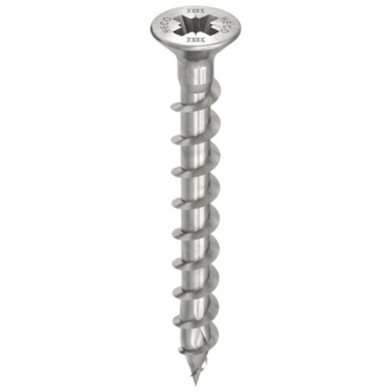 HECO Screws | 4.5mm Countersunk Head Screws PZ2 with Full Thread FITTING in A2 304 Stainless Steel