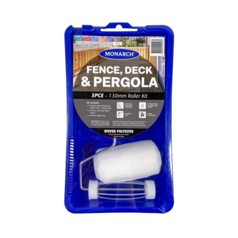 MONARCH Paint Kit | 130mm/20mm Nap Fence, Deck & Pergola Roller Paint Kit 3 Pieces