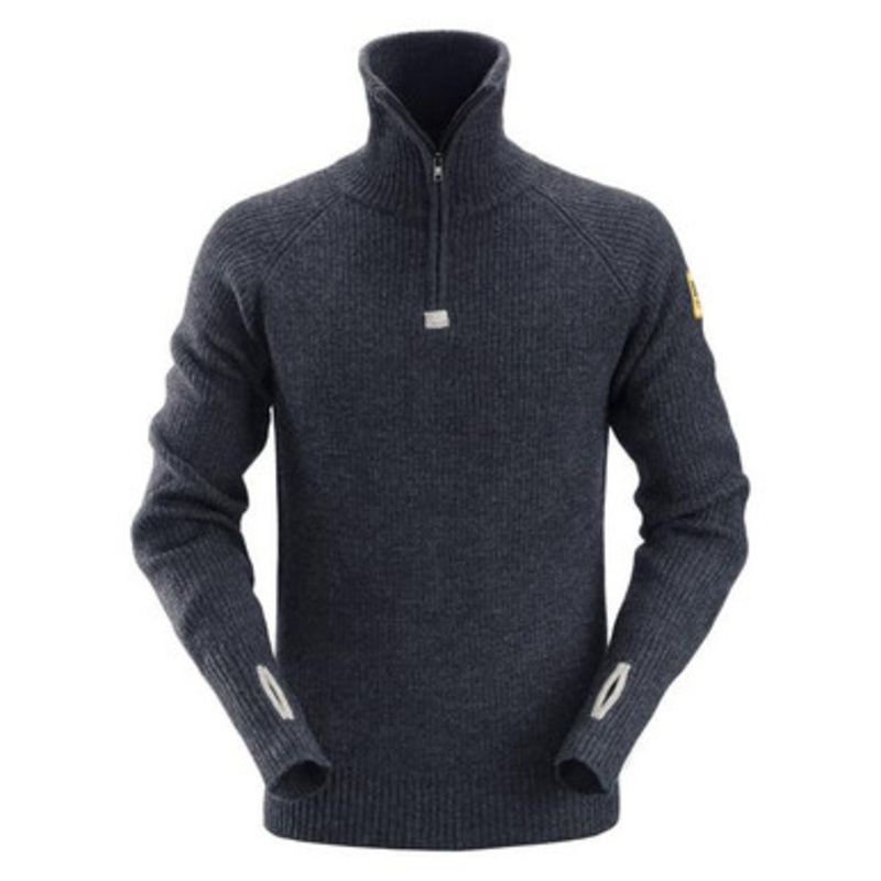 SNICKERS Sweater | 2905 Navy Blue 1/4 Zip Collared Sweater in Wool