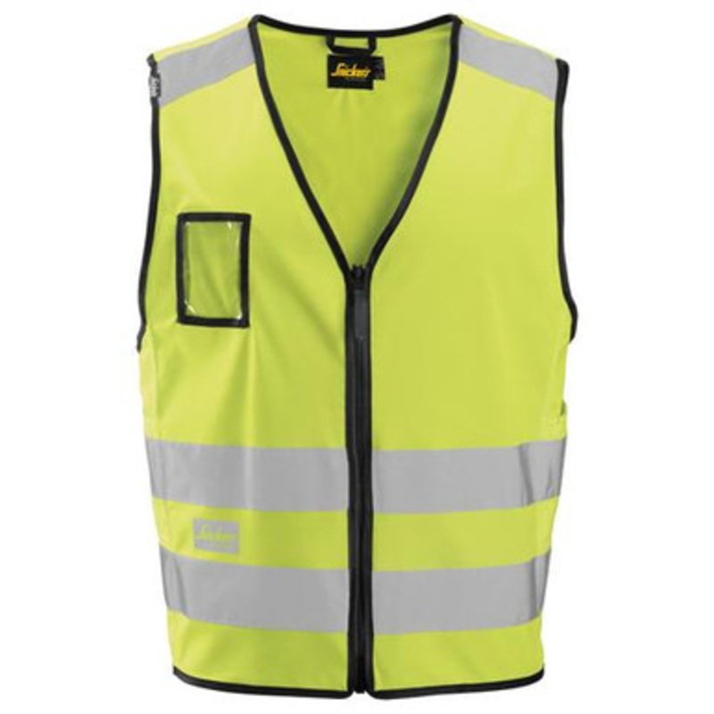 SNICKERS Vest  | 9153 High Vis Yellow Full Zip Safety Vest with Reflective Tape  Polyester