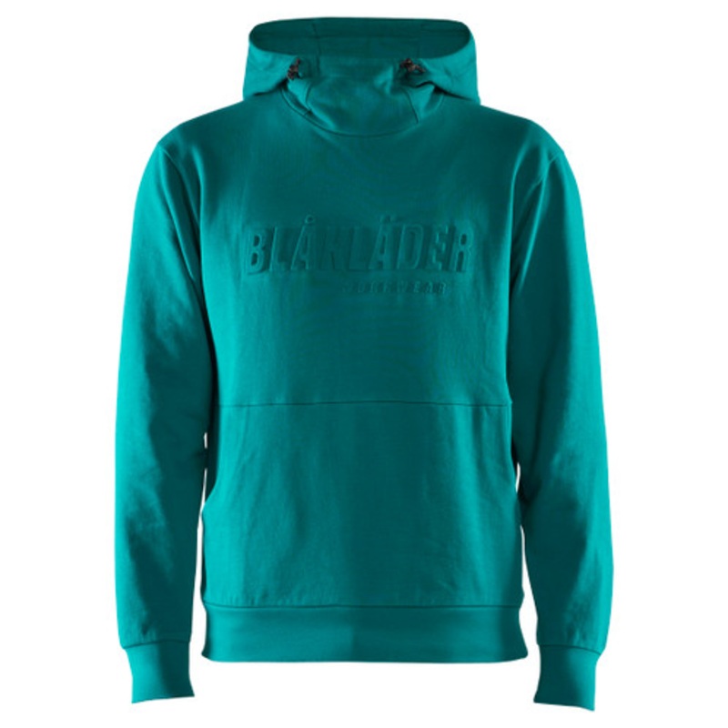 BLAKLADER Hoodie | 3530 Teal Blue Hoodie with Kangaroo Pocket and 3D Logo in Cotton