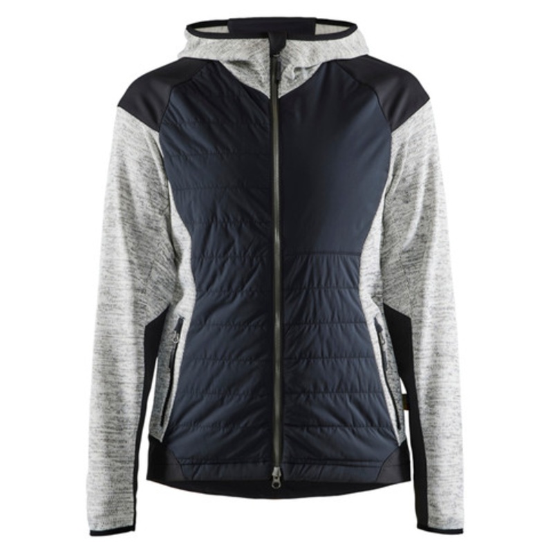 BLAKLADER Hoodie Jacket | 5931 Grey Melange Womens Hoodie Jacket with Hybrid Insulated and Knitted in Polyester