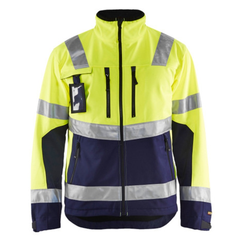 BLAKLADER Jacket | 4900 Mens High Vis Yellow /Navy Blue Jacket with Reflective Tape in Softshell