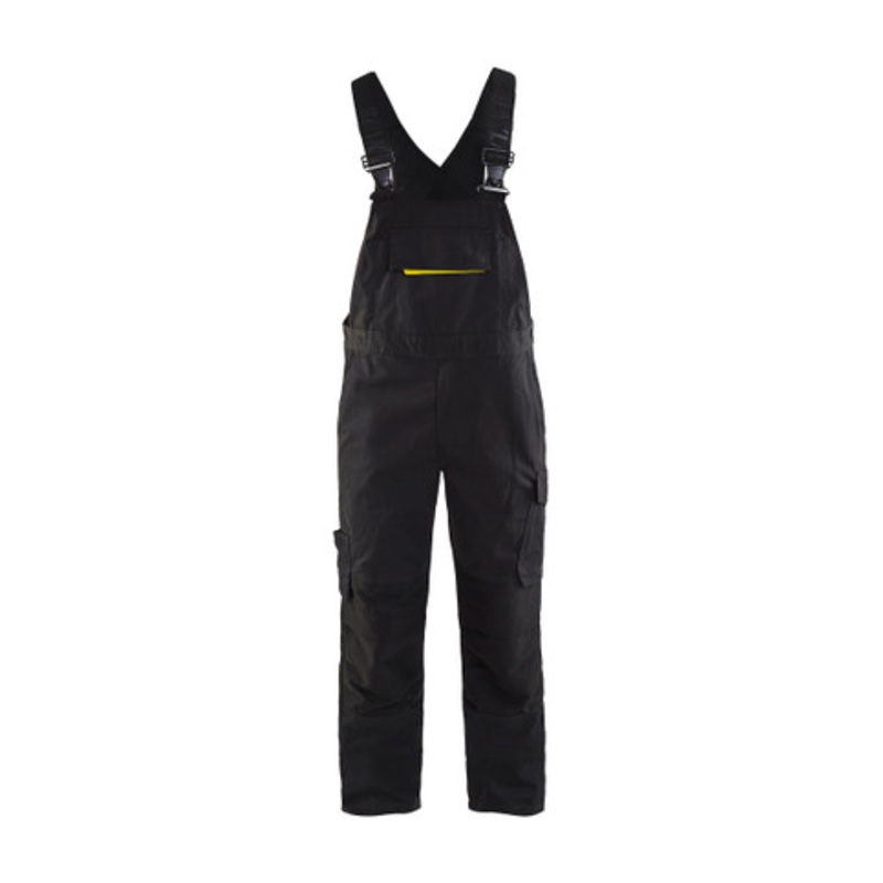 BLAKLADER Overalls | 2695 Bib-Overalls Black / Yellow with Kneepad Pockets and Stretch in Ripstop