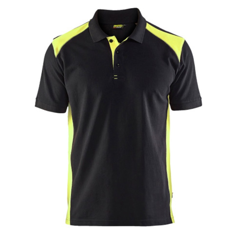 BLAKLADER Polo Shirt  | 3324 Black / Yellow Polo Shirt in Cotton