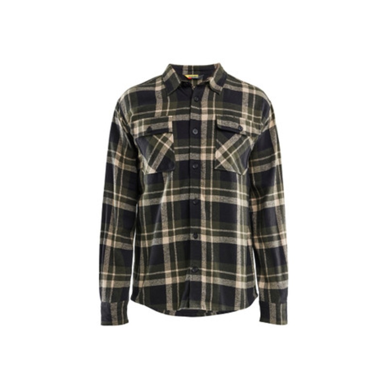 BLAKLADER Shirt | 3288 Forest Green / Black Shirt with Long Sleeves Flannel in Cotton