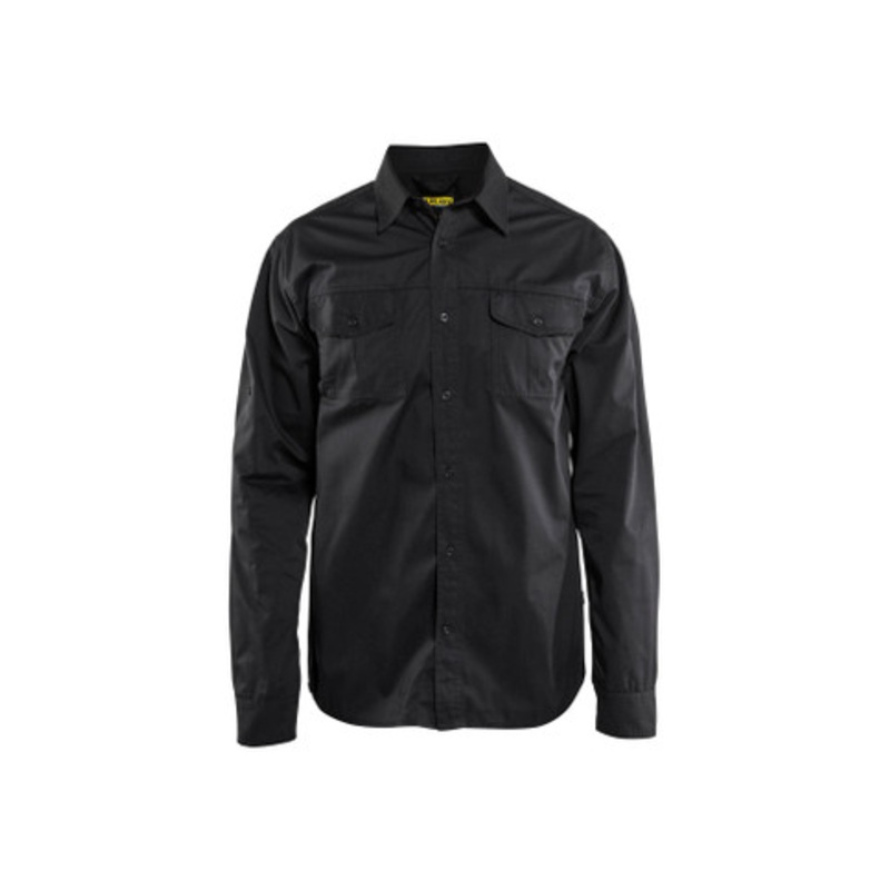 BLAKLADER Shirt  | 3298 Mens Black Long Sleeve Twill Shirt in Durable Poly/Cotton Blend