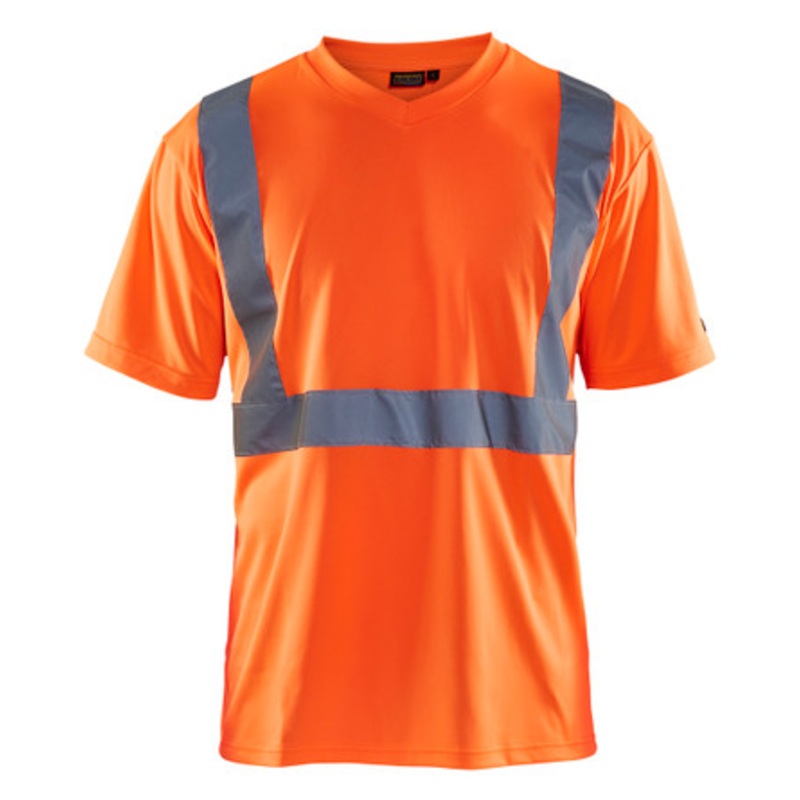 BLAKLADER T-Shirt | 3313 High Vis Orange T-Shirt with Reflective Tape and in Polyester