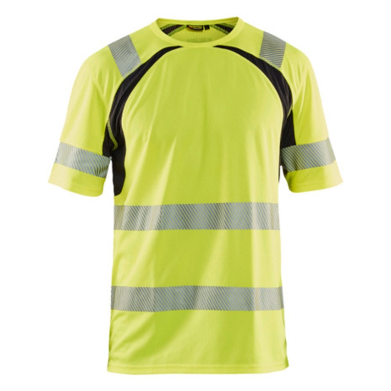 BLAKLADER T-Shirt  | 3397 Mens High Vis Yellow / Black UV Protection Profile T-Shirt with Reflective Tape Polyester