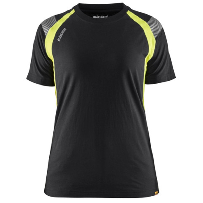 BLAKLADER T-Shirt  | 3402 Womens Black / High Vis Yellow T-Shirt with Reflective Tape Cotton with Stretch