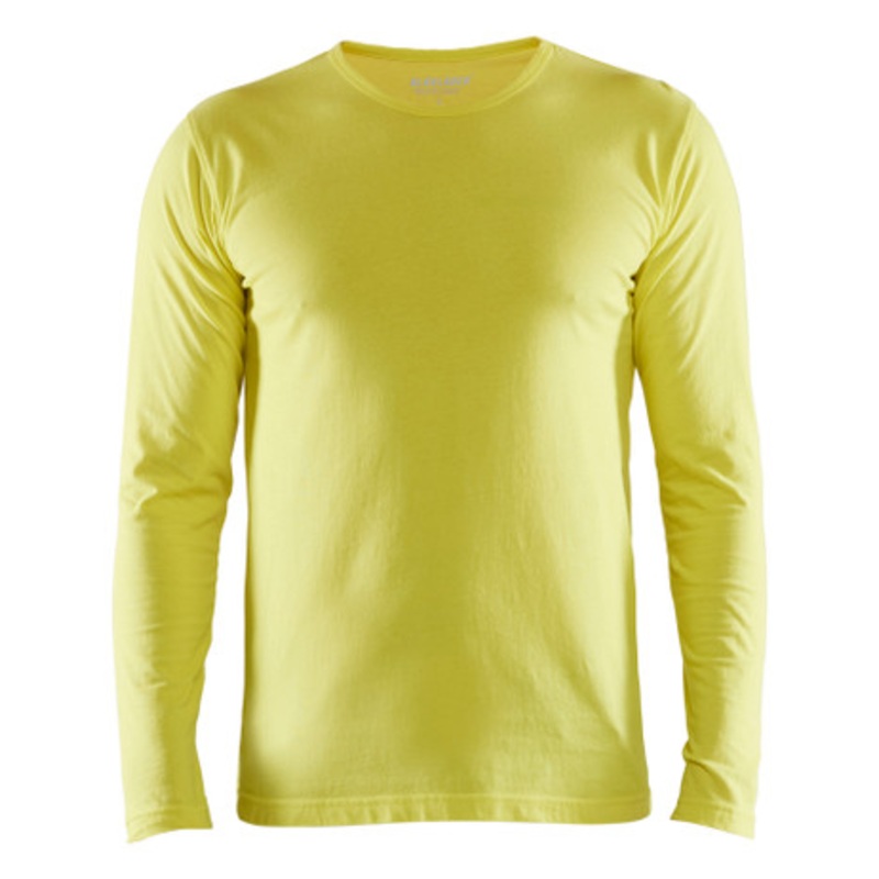 BLAKLADER T-Shirt  | 3500 High Vis Yellow Long Sleeve Work T-Shirt in Cotton